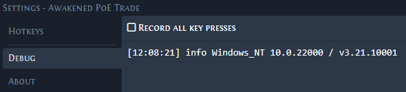 Debug logs tab screenshot