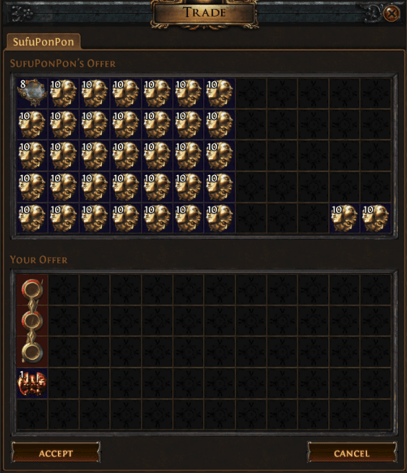 In-game trade window while using poe trade whispers